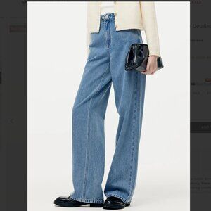 Denim Glitter Detailed Adjustable Waist Women Jeans